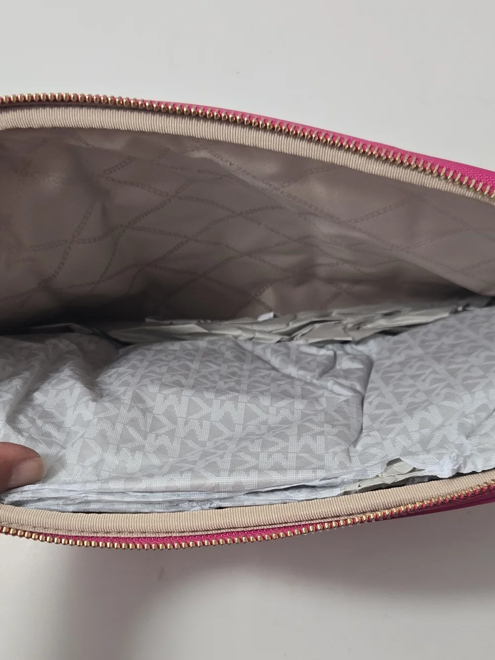 Michael Kors Quilted Hot Pink Laptop Sleeve with Gold Logo